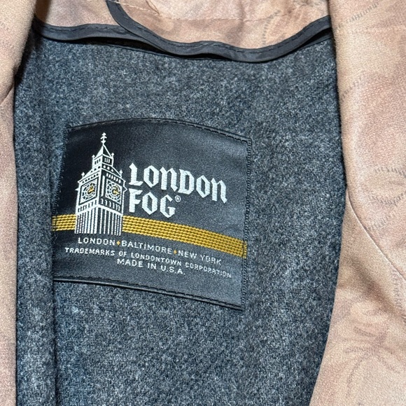 Vintage LONDON FOG Floral Jacquard Belted Trench Coat Size 8, Removal Wool Liner - Picture 5 of 13